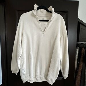 AERIE HALF ZIP WAFFLE PULLOVER SWEATER XS